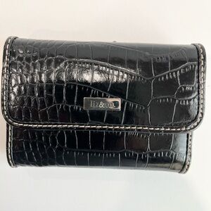 Liz & Co Black Faux Snake Print Clutch Wallet